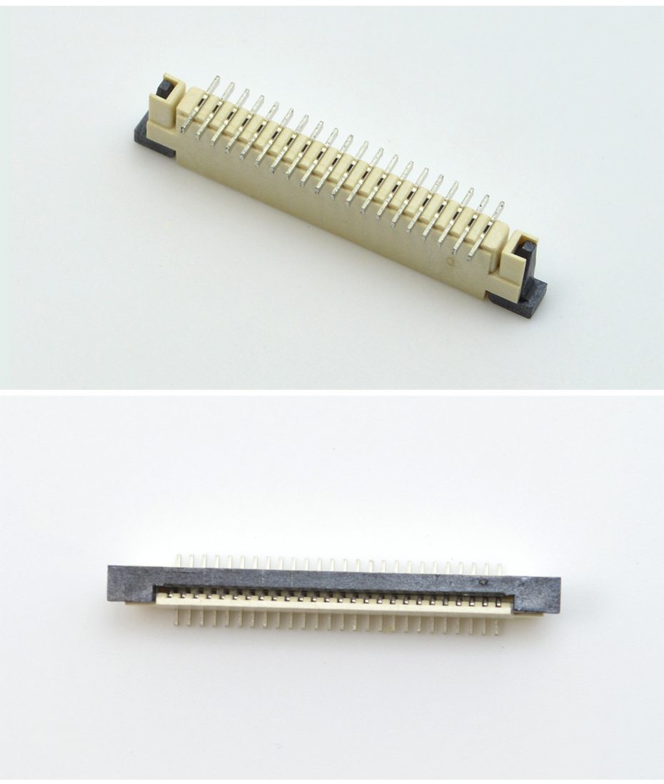 接插件FFC/青青草成人在线 1.0MM 32P 一字脚 立贴带锁 扁平电缆连接器