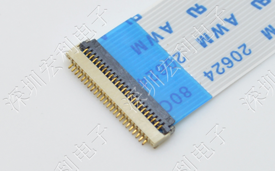 超薄青青草成人在线 间距0.5mm-40PIN翻盖 塑高H1.0mm FPC插座超薄
